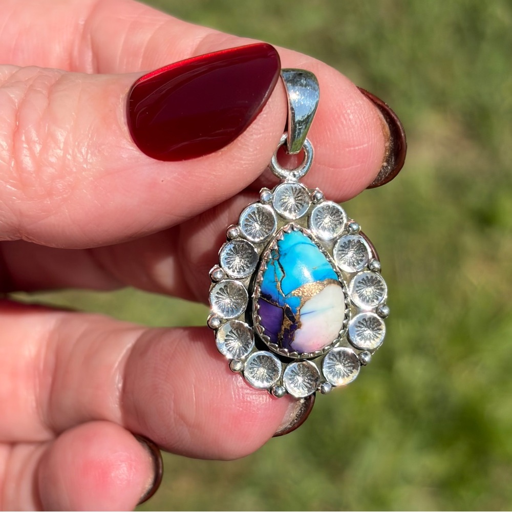 925 Sterling Silver Kingman Dahlia Pendant